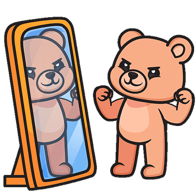 Bearly Fit bear flexing in the mirror