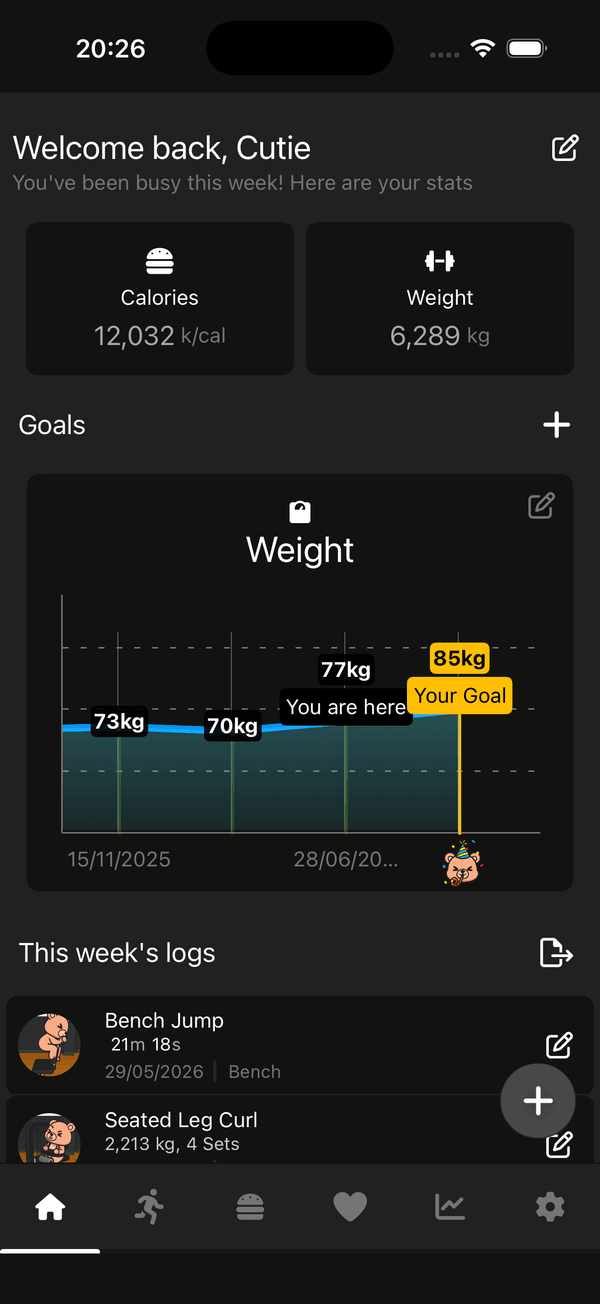 Bearly Fit dashboard