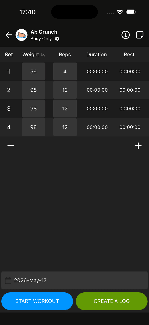 Logging sets and reps